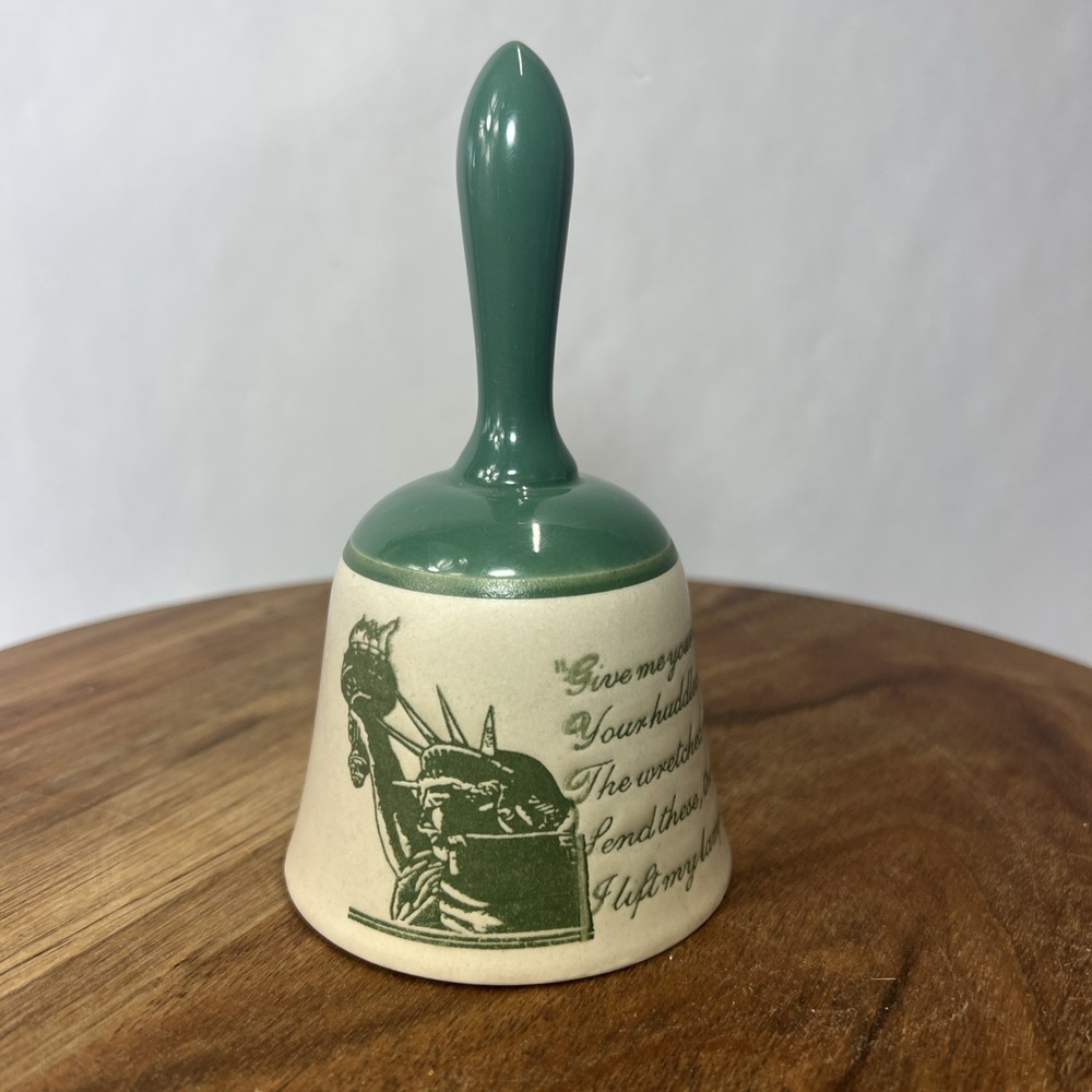 Vintage Souvenir Bell, White/green, 5.5" - Statue Of Liberty. Made In Japan.